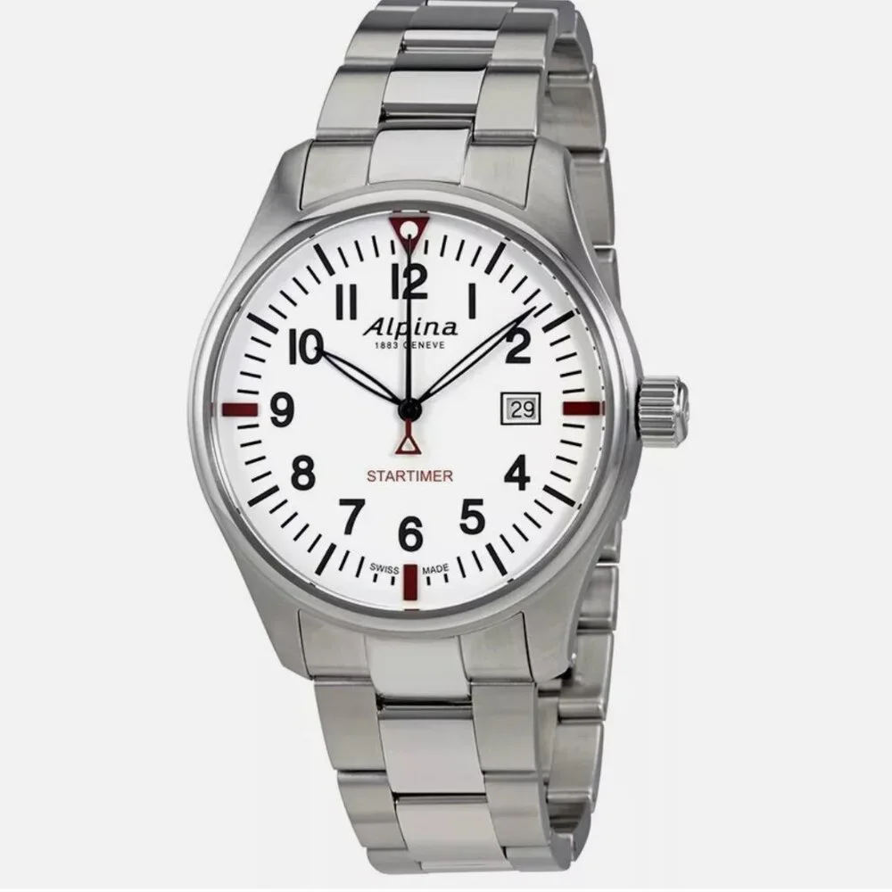 Alpina Men's 42mm Date Indicator Quartz Silver Stainless Steel Watch